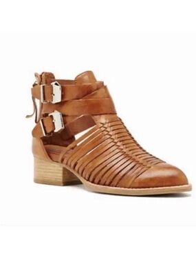 Jeffrey Campbell Stinson Booties Buckle Strappy size 6 women’s shoes brown tan